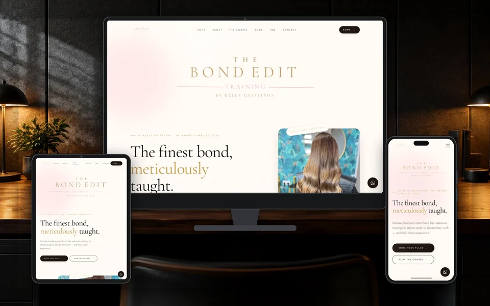 The Bond Edit website shown in a realistic setting