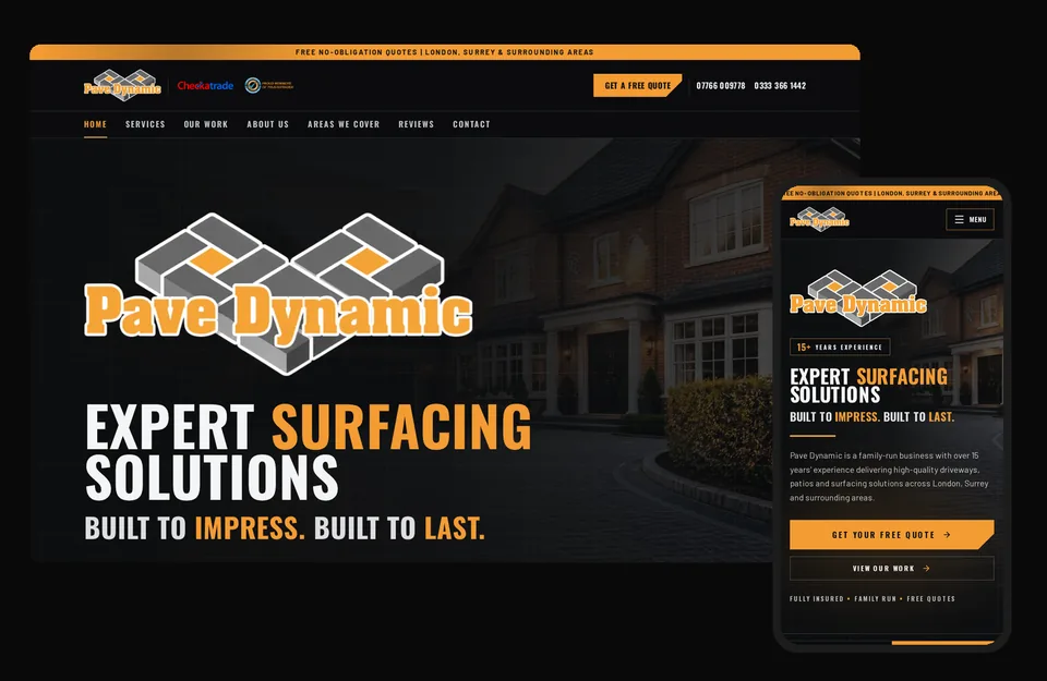 Pave Dynamic website shown on desktop and mobile