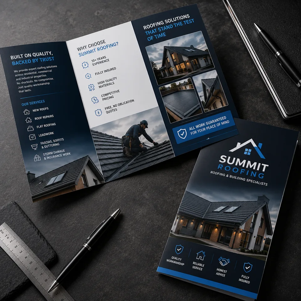 Summit Roofing tri-fold brochure