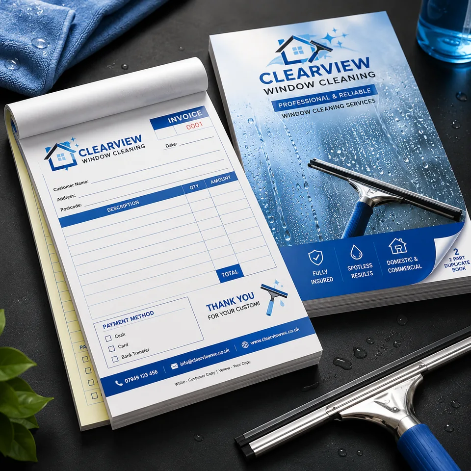Clearview window cleaning duplicate book & flyer
