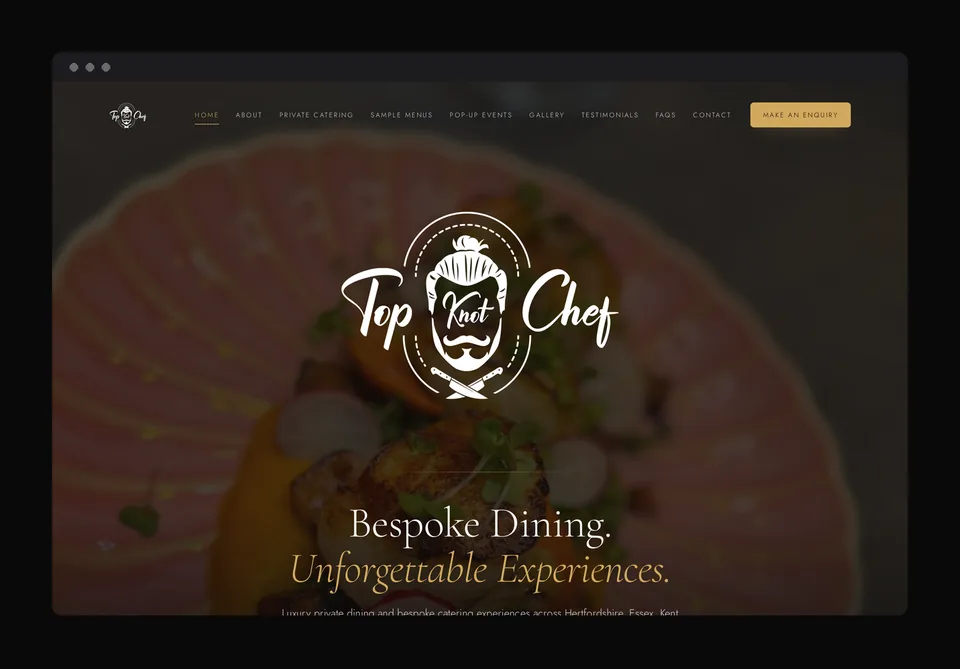 Top Knot Chef website homepage